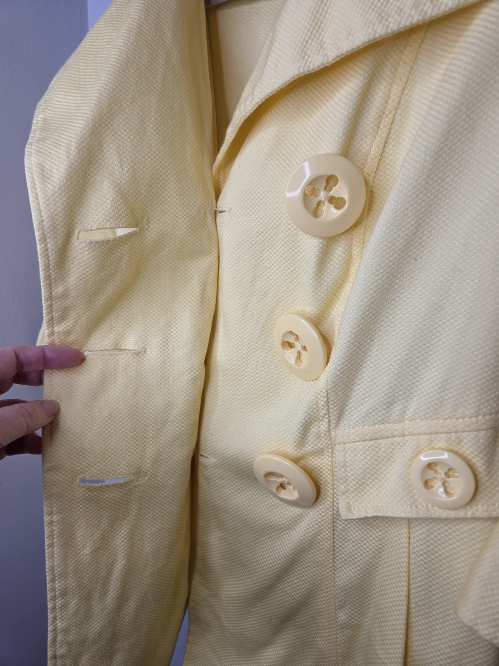 Candie's Soft Yellow Double-Breasted Pea Coat - Picture 9 of 15